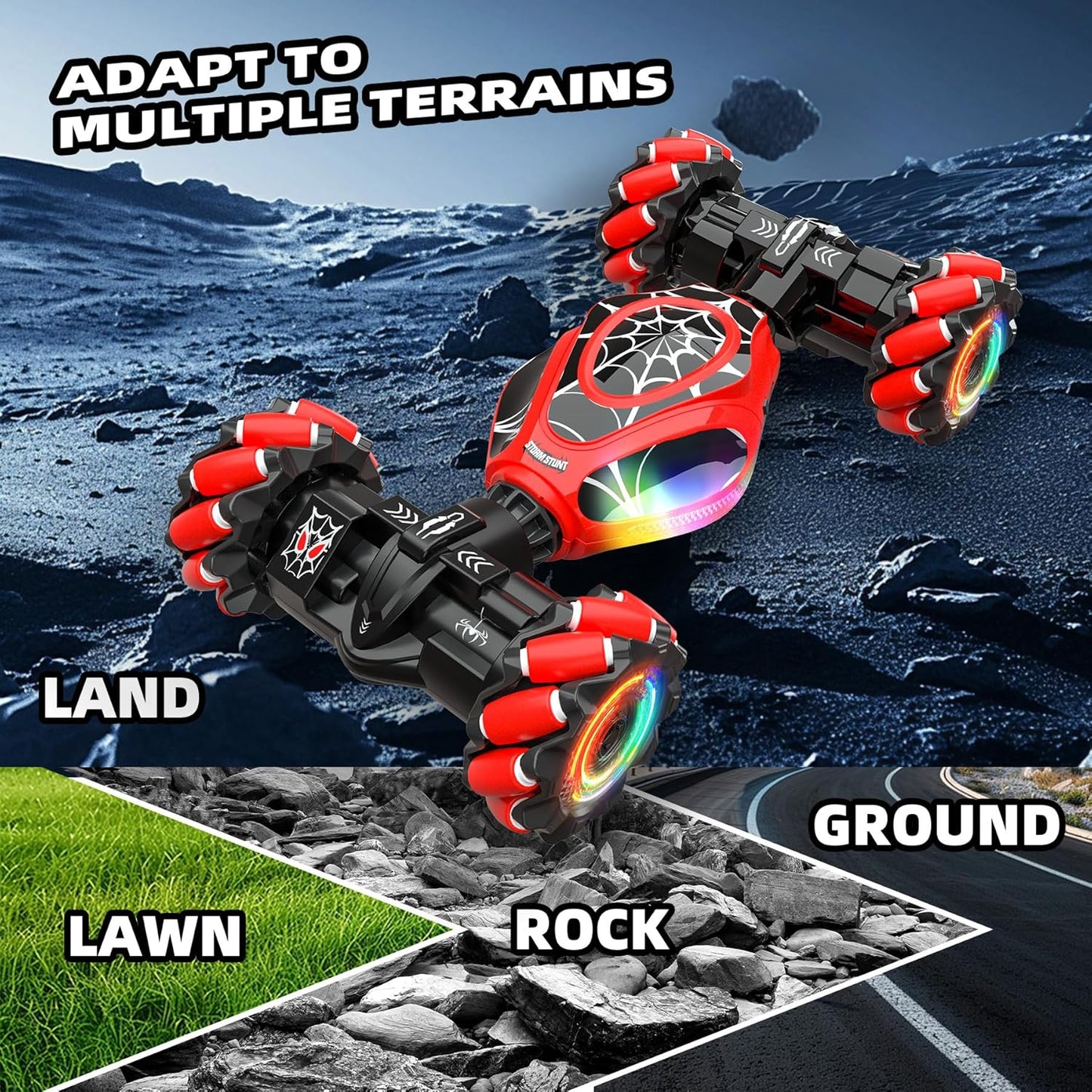 Spider Remote Control Car Gesture Sensing Hand Controlled Stunt Car, 4WD Drift Twist Off-Road Vehicle with Light Music, Birthday Xmas Gifts Suitable for Boys and Girls