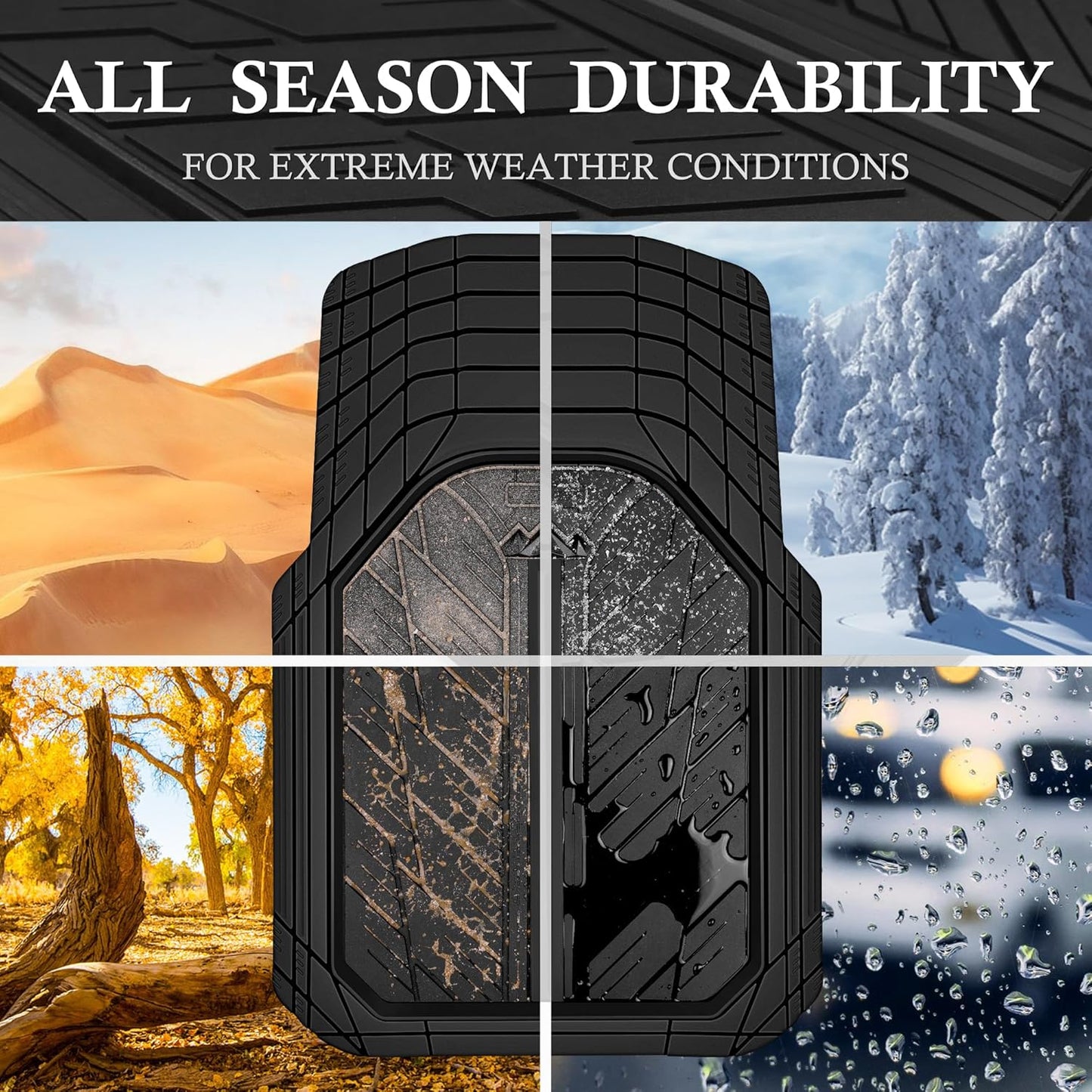 CAR PASS Small DeepDish Floor Mats for Cars, Heavy Duty Rubber Car Mats 2-Piece, Universal Trim-to Fit Automotive Floor Mats Front Only for Truck Van SUV Waterproof All Weather Car Mats (Black)