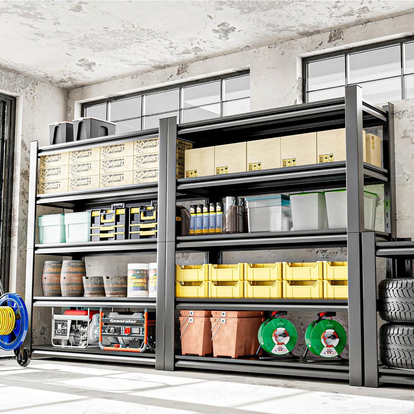 Metal Garage Storage Shelving Unit, 5-Tier Heavy Duty Adjustable Utility Shelves, Industrial Steel Shelving for Garage, Warehouse, and Storage Solutions 24" D x48 W x72 H