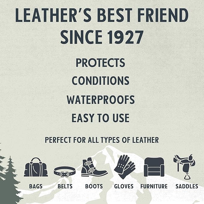 Snowshoe Leather Conditioner, Made in USA Since 1927 - Protect, Condition, Restore & Waterproof - Leather Conditioner for Furniture, Couch, Purses, Shoes, Boots, Gloves, Saddles (8 oz)