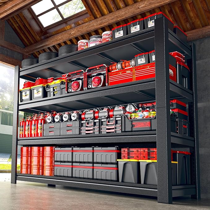 1800LBS Storage Shelves, 40" W Garage Shelving Heavy Duty, Adjustable Metal Shelving Unit, Storage Rack for Garage, Basement, Warehouse with Tool-Free Assembly, 40" W x 19.1" D x 57" H