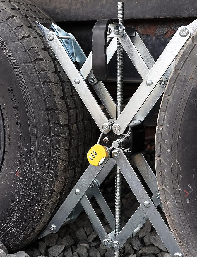 X-Shaped RV Stabilizer XL Wheel Chock (Allow Drill Adjust) with Lock Dual Axel RV Travel Trailer Camper Tire While Camping -1 Pack