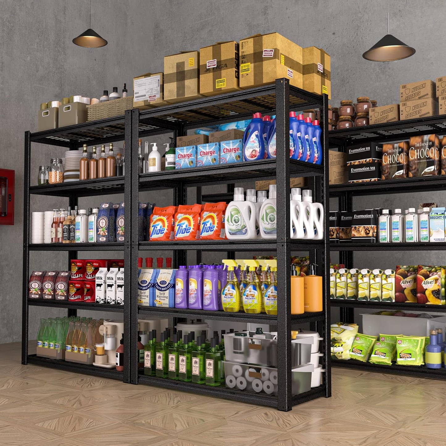 MUPATER 48" W x 20" D x 72" H Metal Storage Shelves, Garage Shelving Unit, Standing Utility Shelf Racks, 5 Tier Shelves and Adjustable Shelves for Garage Kitchen Warehouse