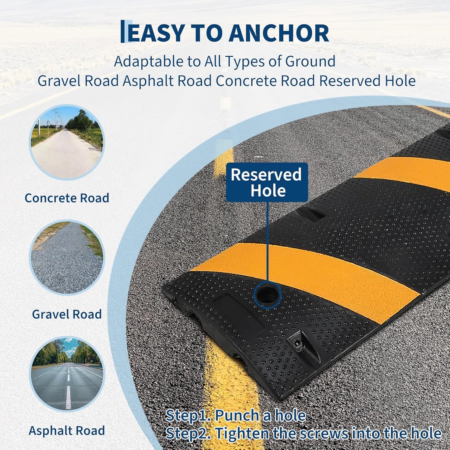 3 PCS 6FT Speed Bumps Wite End for Road, Heavy-Duty 25,000 Lbs Capacity Traffic Rubber Speed Humps with 2 Channel Floor Cord Cover for Asphalt Concrete Gravel Driveway Road (3)