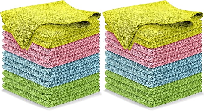 USANOOKS Microfiber Cleaning Cloth - 24Pcs (12.5x12.5 inch) High Performance - 1200 Washes, Ultra Absorbent Towels for Cars Weave Grime & Liquid for Streak-Free Mirror Shine