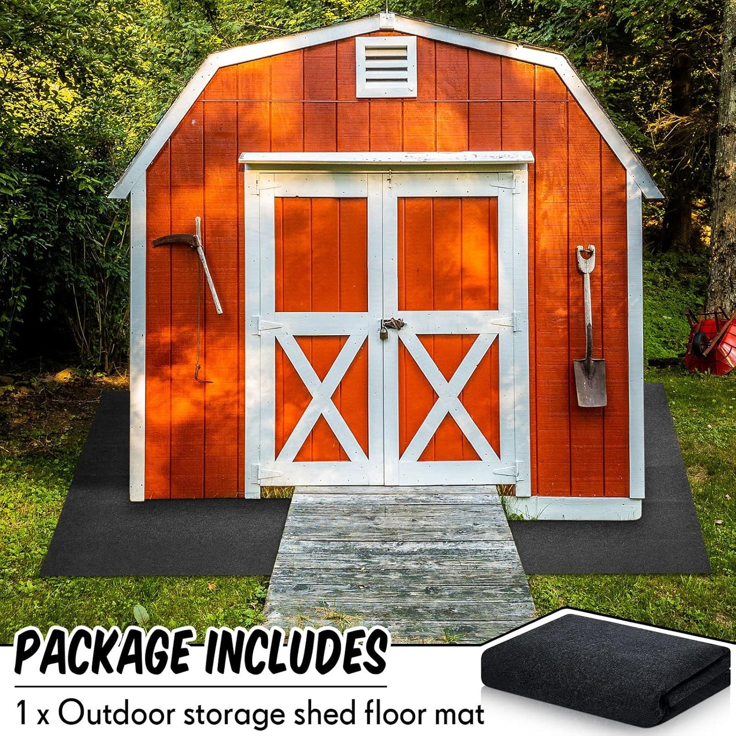 Haull Outdoor Storage Shed Floor Moat Waterproof Outdoor Carport Mat Thickened Soft Patio Furniture Pad Washable with Non Slip Backing, Storage Shed Not Included(8 x 12.5 ft)