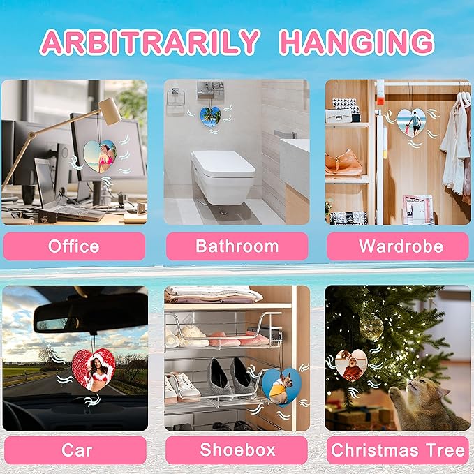 Custom Air Freshener for Car - Double Sided photo Personalized Air Freshener for Car with Multiple Fragrances Decorations for Wardrobe, Bathroom,Hanging Ornaments (Unique Scented Gift) (Heart)