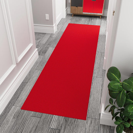 Ottomanson 6'6" x 2' Hallway Runner with Scraper Pile Extra Durable Non-Slip Rug Mat for Indoor & Outdoor Use - Ideal for Kitchen, Entryway, Patio & Garage - High-Traffic Carpet, Red