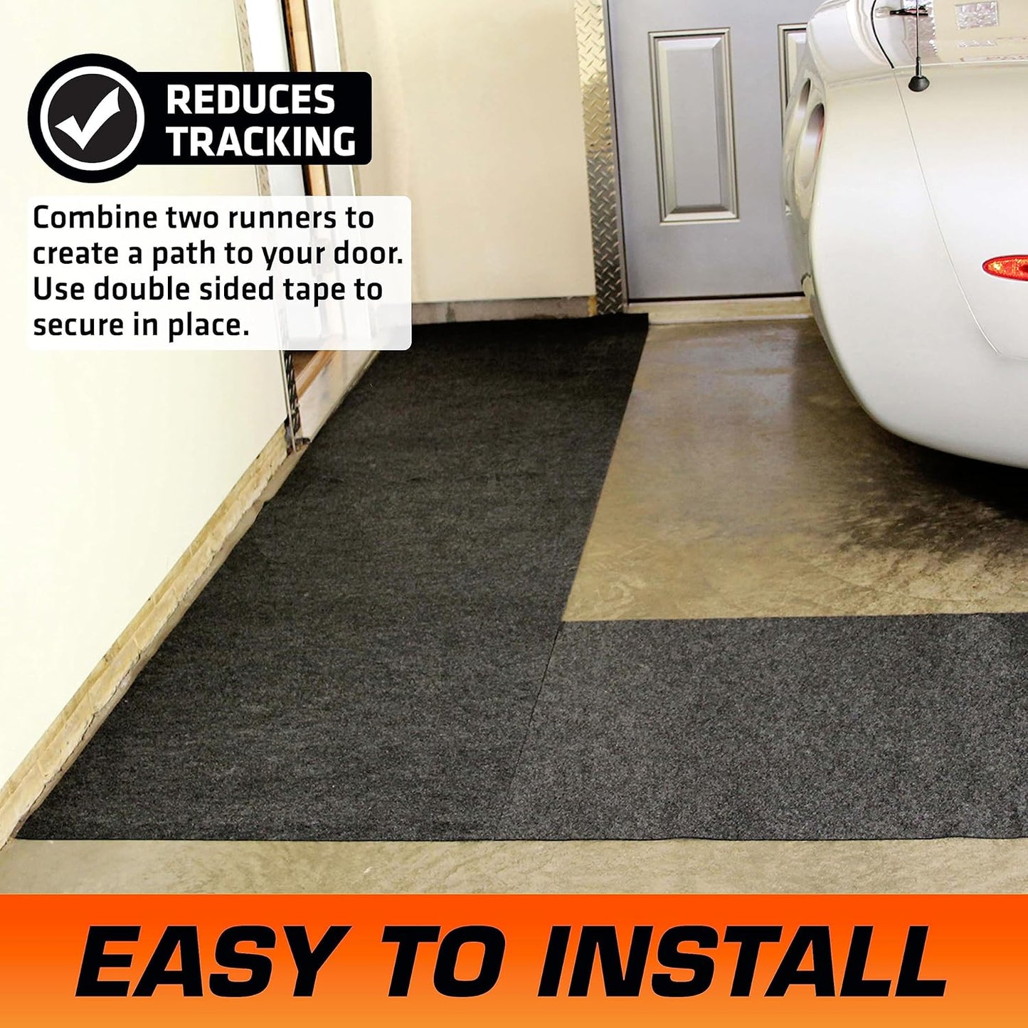 Armor All Garage Floor Runner Mat, (108" x 30'), Protects Surfaces, Transforms Garage, Absorbent, Waterproof, Durable, Trimmable (USA Made) (Charcoal)