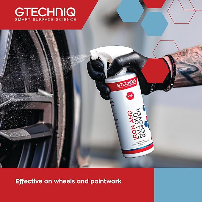 Gtechniq W6 Iron Removing Wheel & Paint Cleaner for Cars 16.9 fl oz | Powerful Iron and Fallout Remover, Dissolves Contaminants Safely, Protects Paintwork and Wheels