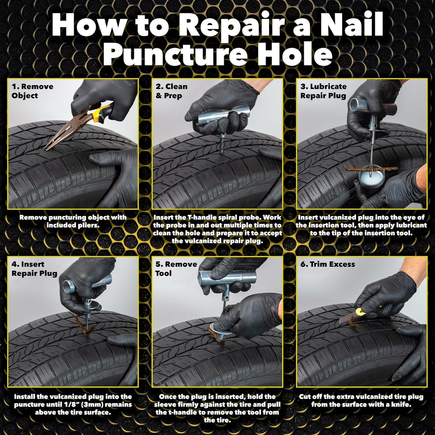 Silverback Automotive Tire Repair Kit for Car, Truck, Off-Roading, 4x4's, Motorcycle, Trailers, ATV, Tractor, Jeep String Repair Kit.