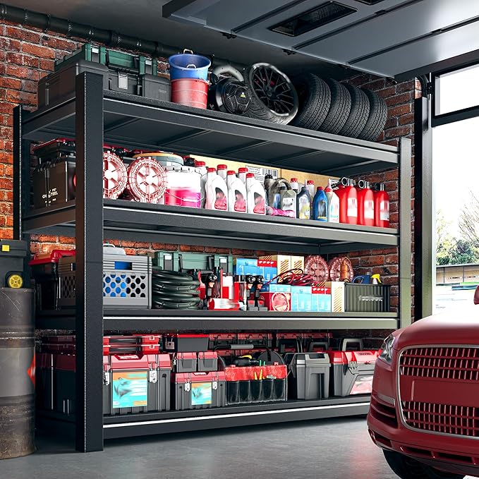 1800LBS Storage Shelves, 40" W Garage Shelving Heavy Duty, Adjustable Metal Shelving Unit, Storage Rack for Garage, Basement, Warehouse with Tool-Free Assembly, 40" W x 19.1" D x 57" H