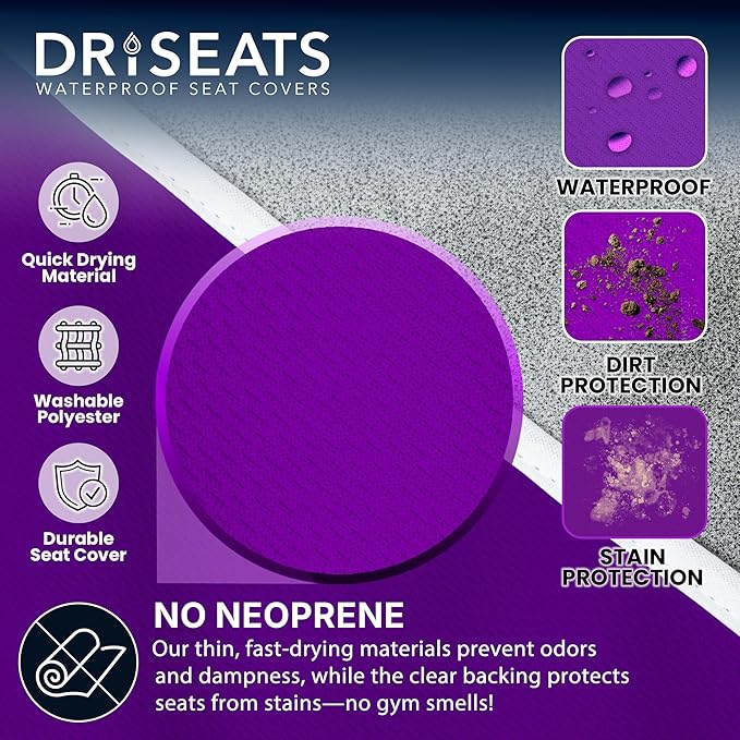 Dri Seats Waterproof Car Seat Cover – Premium Sweat Towel with Slip Resistant Backing for Front Seats in Cars, Trucks, SUVs – Universal Seat Liner, Easy Install, Machine Washable, Breathable