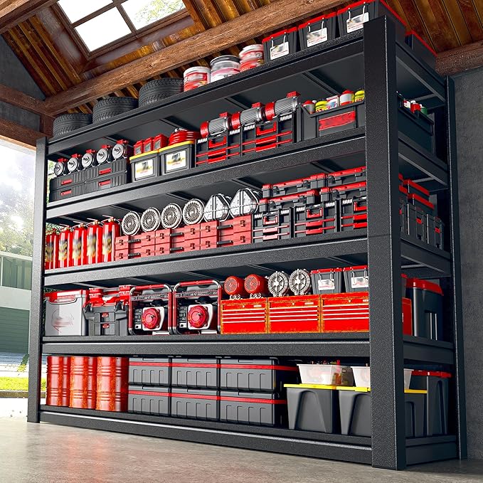 2550LBS Storage Shelves, 40" W Garage Shelving Heavy Duty, Adjustable Metal Shelving Unit, Storage Rack for Garage, Basement, Warehouse with Tool-Free Assembly, 40" W x 17.7" D x 72" H