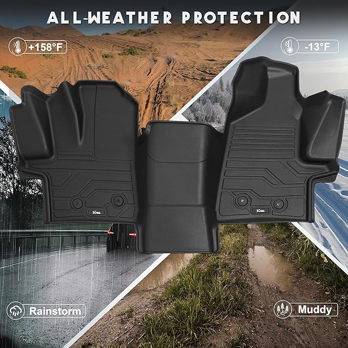 KARPAL Floor Mat Front Liner Fit for 2022-2024 2025 Ford Transit (All Models w/Vinyl Floors), Custom Fit TPE All Weather Ford Transit Front Accessories 1st Row Floor Liner - 1PCS