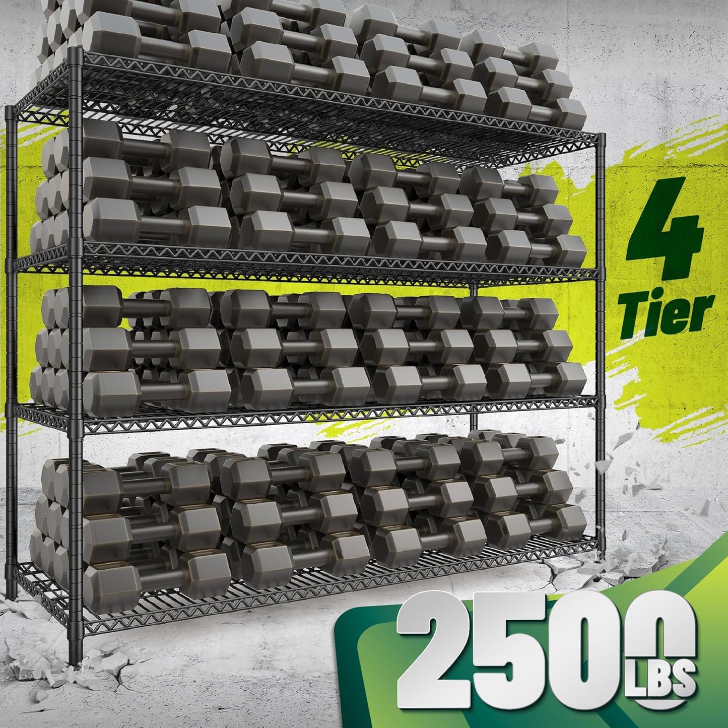 68.1"W Storage Shelves 2500LBS Wire Shelving Unit, Garage Shelving Heavy Duty, Adjustable Metal Shelves for Garage, Pantry, Kitchen, Basement, Warehouse, Business 68.1"W x 20.9"D x 70.9"H