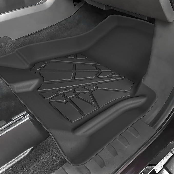 KARPAL Floor Mats Fit 2017-2025 Ford F250/F350/F450 SuperDuty CrewCab (2nd Row with Fold Flat Storage) All Weather TPE Custom Fit F-250 Accessories Upgraded Floor Liners (Not for Vinyl Floor)