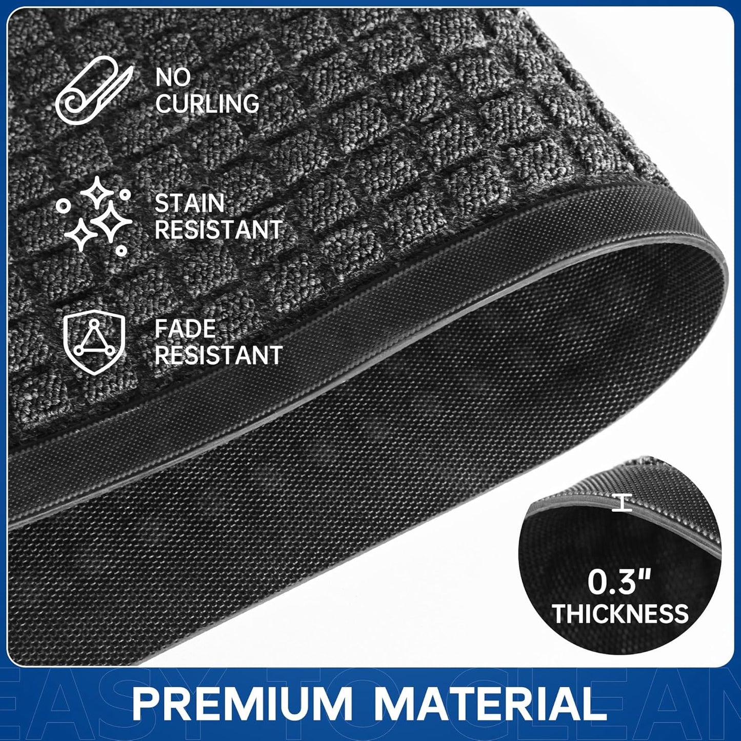 Durable Front Door Mat, 60" x 36" Heavy Duty Indoor Outdoor Doormat for Entryway, Non-Slip Rubber Backing, Stain and Fade Resistant Commercial Floor Mat for Home Office Entry