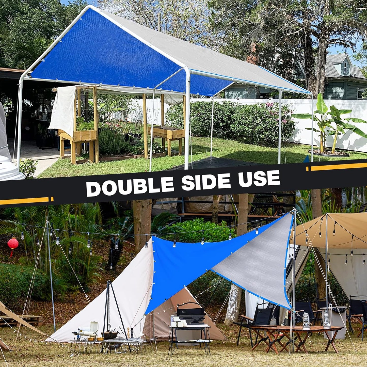 Tarp 10x20 Feet 14 Mil Heavy Duty Waterproof Tarp, Large Multipurpose Cover with Brass Grommets and Reinforced Edges, UV Resistant Thick Poly Tarps for Outdoor Camping Tent Pool Car, Blue