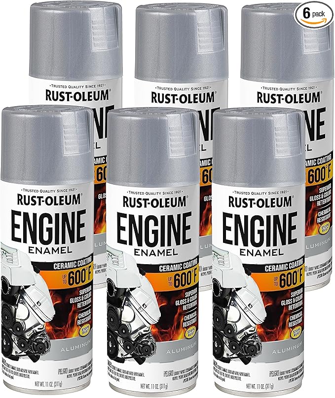 Rust-Oleum 366428-6PK Engine Enamel Spray Paint, 11 oz, Aluminum, (Pack of 6)