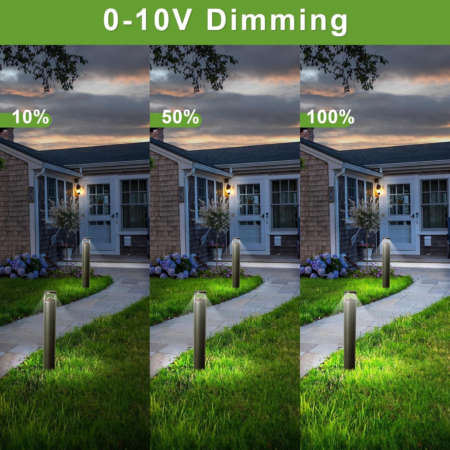 LED Bollard Landscape Light, 42inch 24W 3CCT 30K/40K/50K Selectable, 120V-277V Commercial/Residential Ballard Lighting Fixture for Garden, Pathway, Driveway, Die-cast Aluminum, Bronze