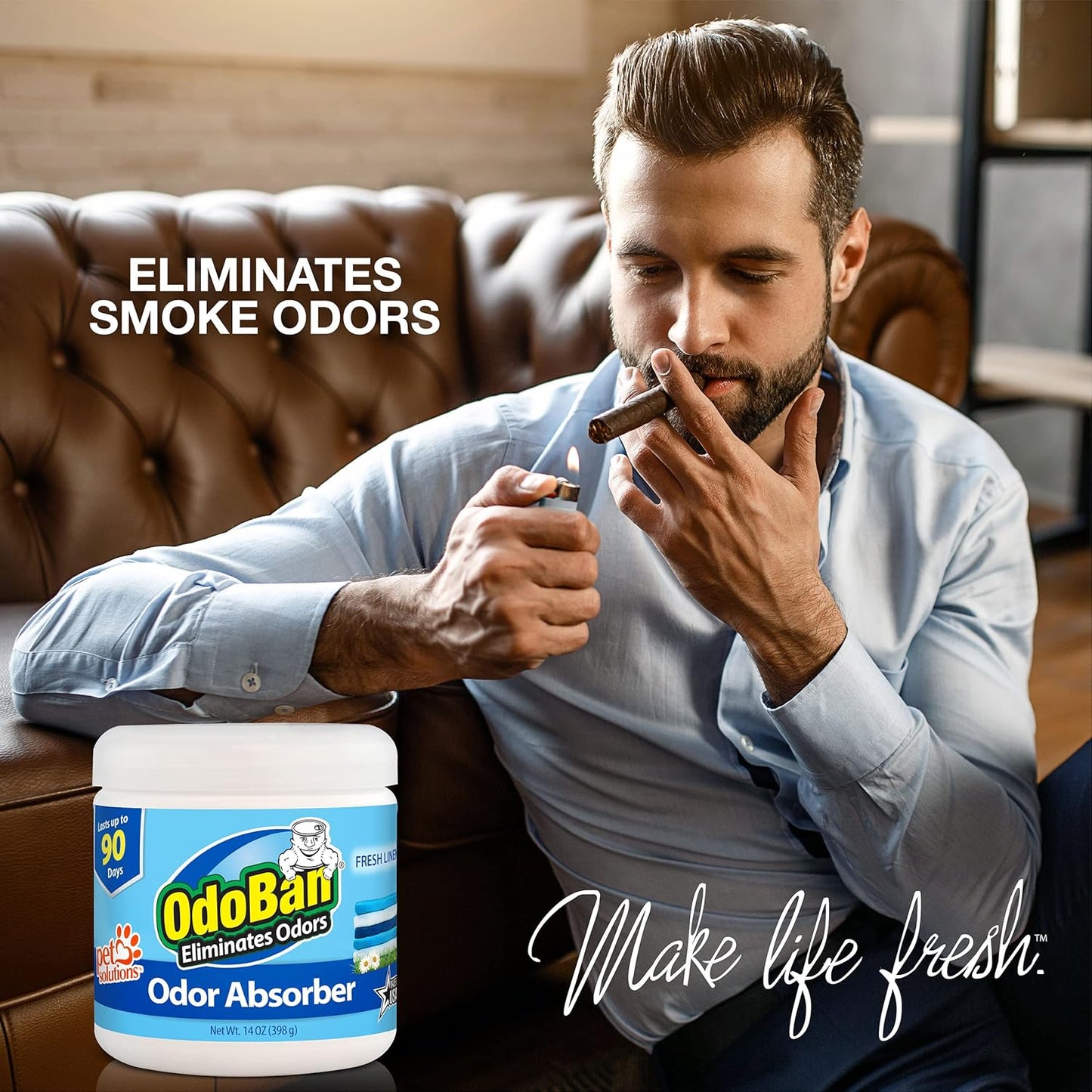 OdoBan Solid Odor Absorber Eliminator for Home and Small Spaces, Fresh Linen Scent, 14 Ounces Each, 6-Pack