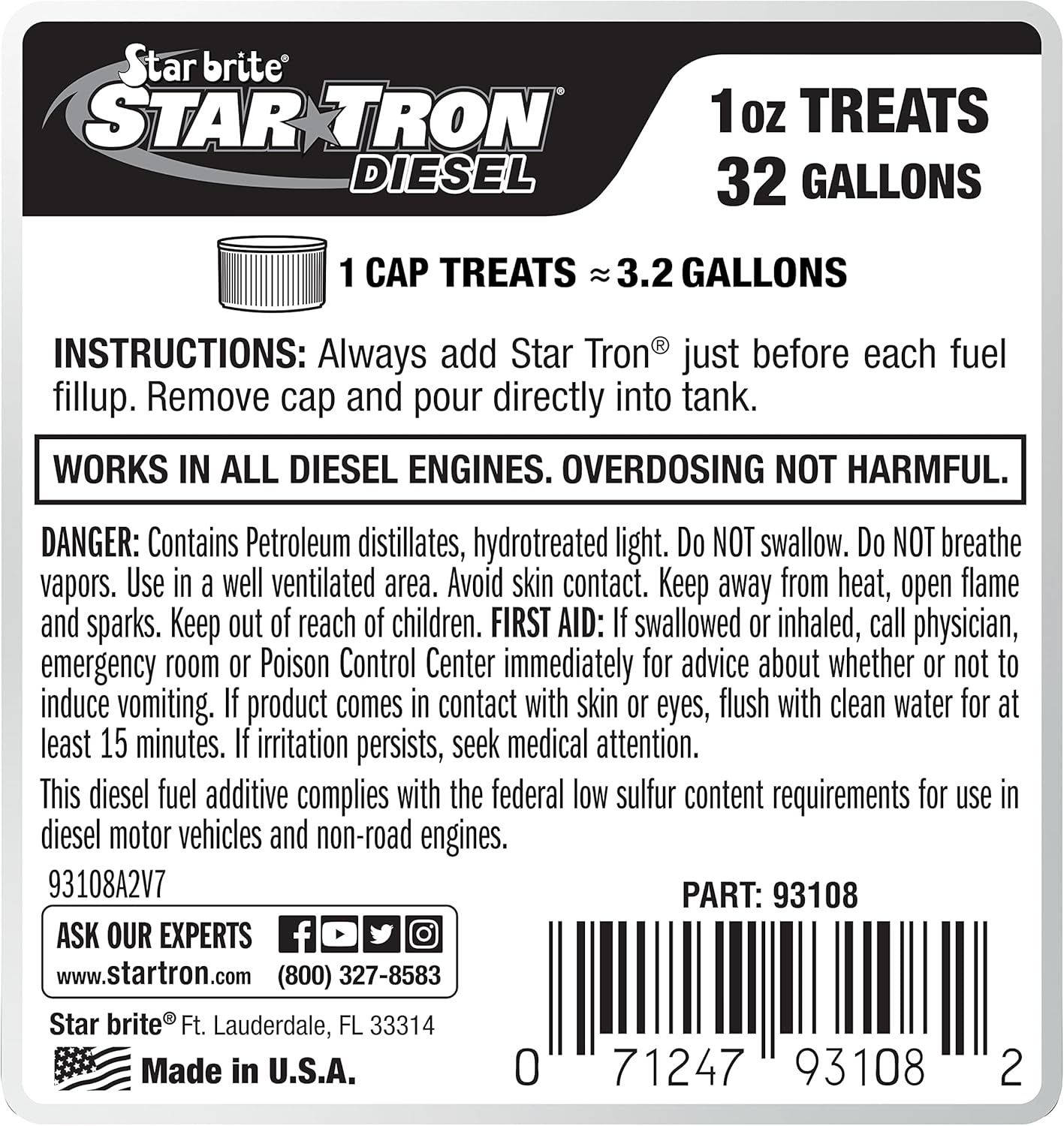 Star Tron Super Concentrated Diesel Formula - Stabilize & Rejuvenate Diesel, Biodiesel & All Regular Gasoline - 1 Oz Treats 32 Gallons