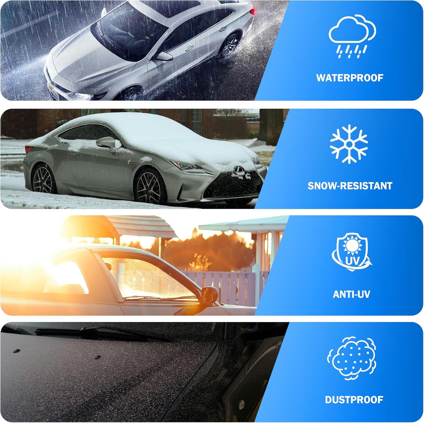 Car Cover Waterproof All Weather Outdoor Windproof Dustproof UV Protection Fit Coupe Audi TT, BMW Z4, Porsche 718 Boxster Cayman, Nissan 350Z/370Z, Subaru BRZ, Mazda RX-7 etc