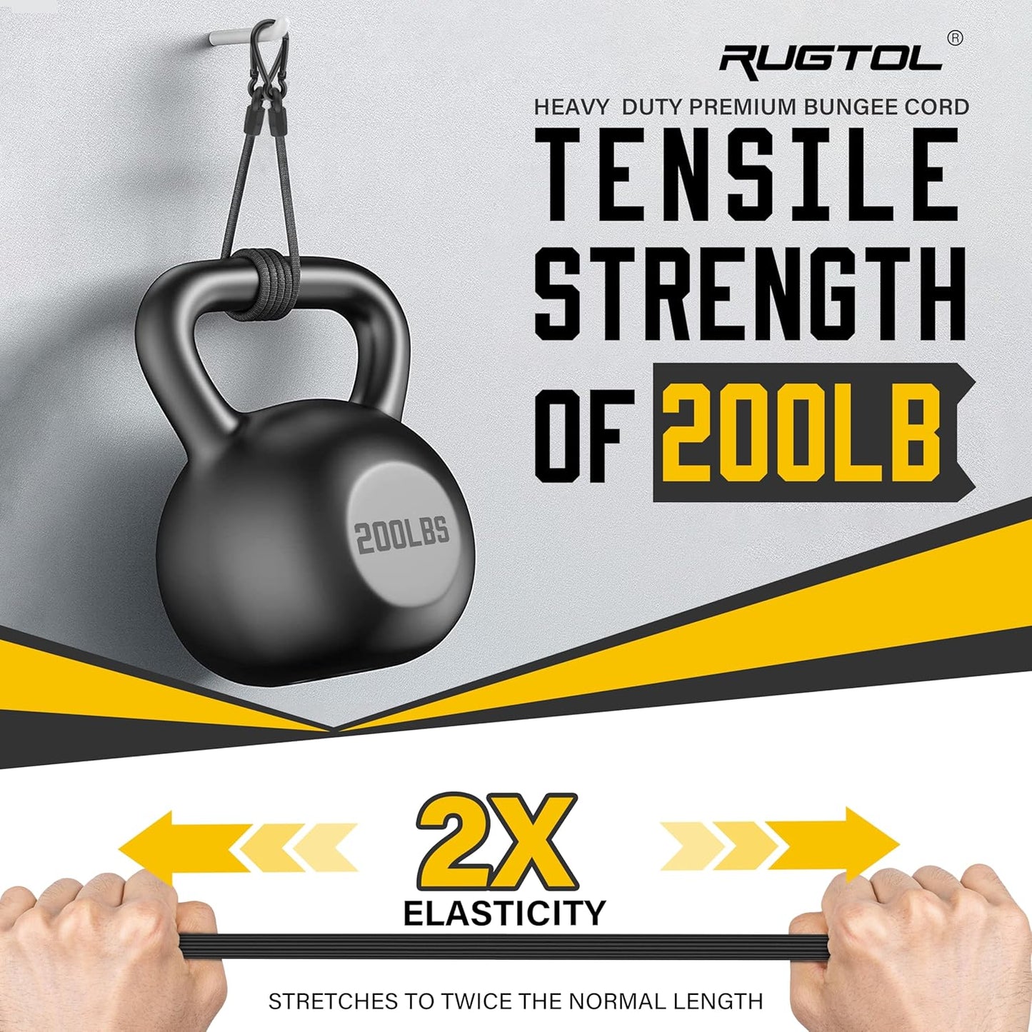 Bungee Cords with Hooks, 60 Inch Adjustable Elastic Bungee Cords with Carabiner Hooks, Easy to Adjust Bungee Rope UV Resistant for Truck Bed, SUV Trunk, Car, Bike Rack, Trash Can, Moving, Plants