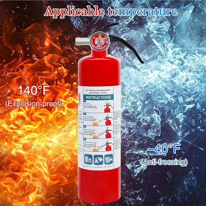 6 Pack ABC Dry Chemical Fire Extinguishers, 2.5 lb 1A:10B:C Rating for Home, Car, Boat, Quick Release Handle, Compact & Portable Dry Powder Extinguisher
