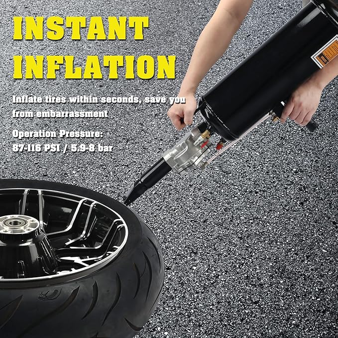 PIRIPARA Tire Bead Seater, 2.1Gal / 8L Air Bead Blaster Tire Inflator, Handheld Tire Air Blaster, Wheel Trigger Seating Tool Inflator for Tractor Truck ATV Car, 87-116 PSI Operating Pressure