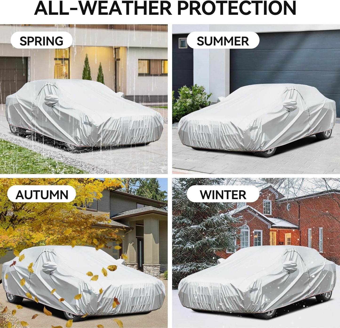 Car Cover Compatible with Dodge Charger 2006-2024/Honda Accord 2001-2024,Waterproof Car Cover for Automobiles All Weather with Door Zipper & Cotton Lining,Windproof Sun UV Hail Protection