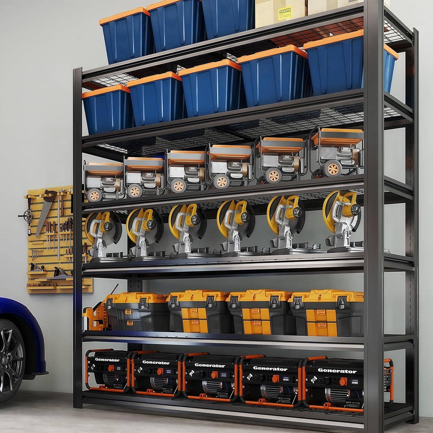 6T 62" W x 24" D x 84" H Garage Shelving Heavy Duty Metal Shelving 4200LBS Storage Shelves Adjustable Metal Shelves for Storage Industrial Garage Shelves for Warehouse Basement