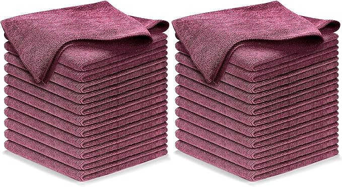 USANOOKS Microfiber Cleaning Cloth - 1200 Washes, Ultra Absorbent Towels Grip Root Weave Grime - 24pack - Burgundy