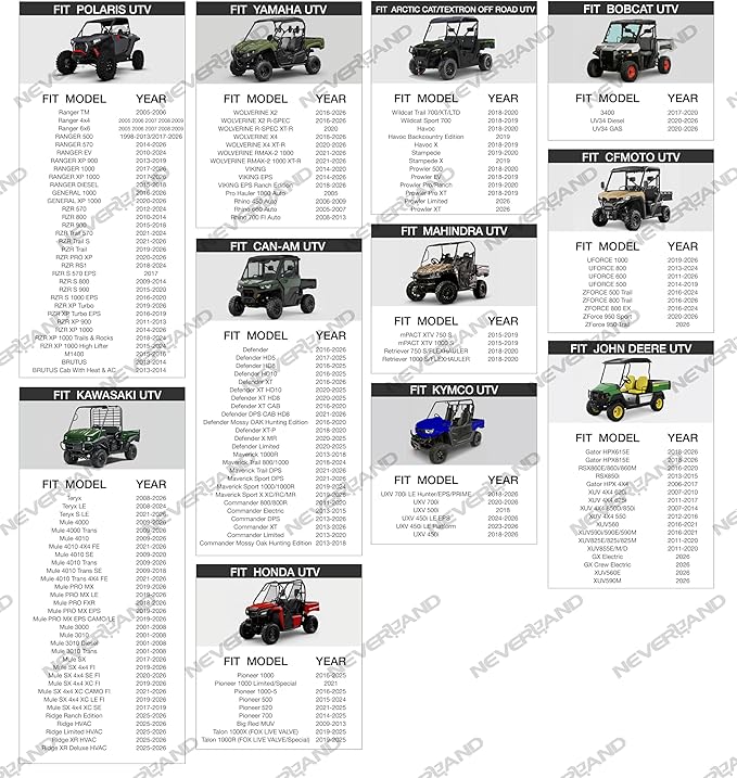 NEVERLAND UTV Cover Waterproof - All Weather Protection UTV Cover Compatible with RZR Polaris Ranger Yamaha Rhino Can-Am Commander Defender Honda Pioneer Sxs