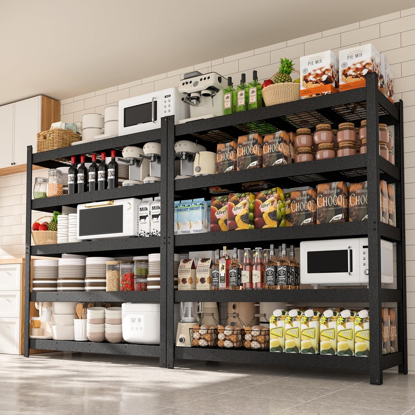 MUPATER 59.84”W × 24.02”D × 71.65”H Heavy Duty Metal Storage Shelves, 3000 LBS Utility Shelf Racks with 5-Tier Adjustable Shelves, Garage Shelving Unit for Warehouse, Garage, Kitchen