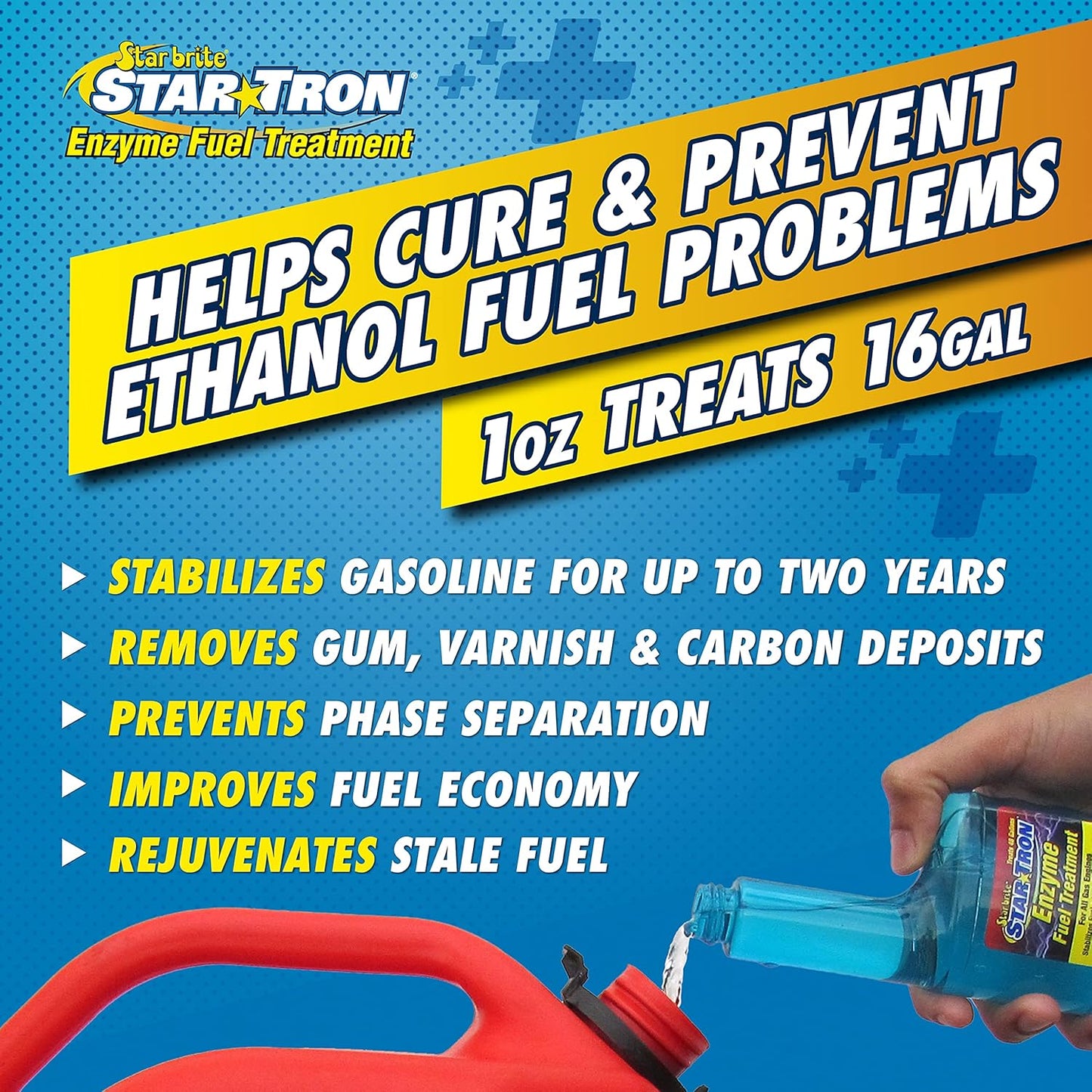 STAR BRITE Star Tron Enzyme Fuel Treatment Concentrate, 128 Fl. Oz. – Treats up to 2,048 Gallons – Rejuvenate & Stabilize Old Gasoline, Cure Ethanol Problems, Improve MPG, Reduce Emissions, 1 gallon, Blue