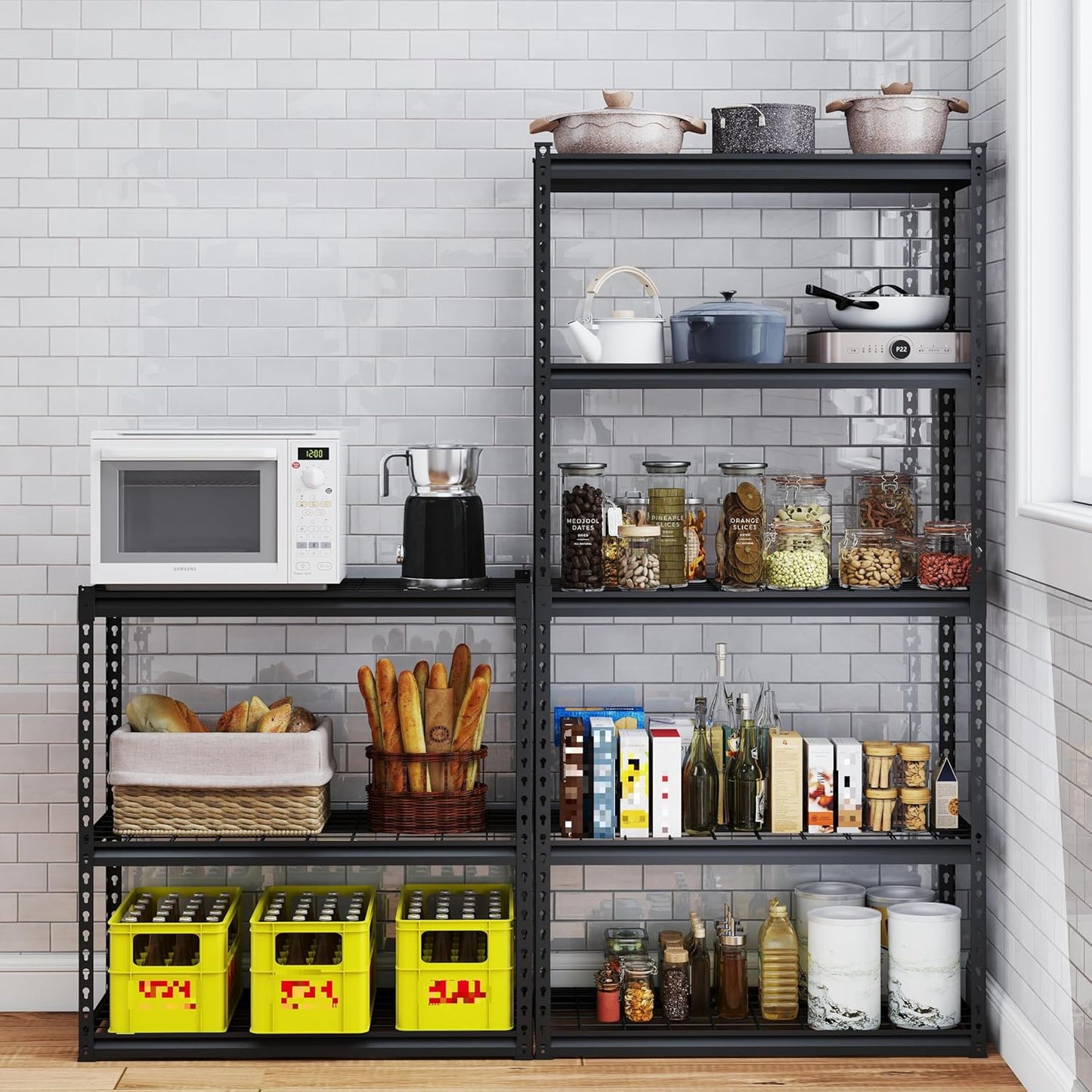 5 Tire Storage Shelving Heavy Duty Garage Shelves 2000LBS Load Bearing, Full Metal Shelving Units, Durable Construction, Adjustable Shelves, Easy Assembly, 36''W x 16''D x 72''H