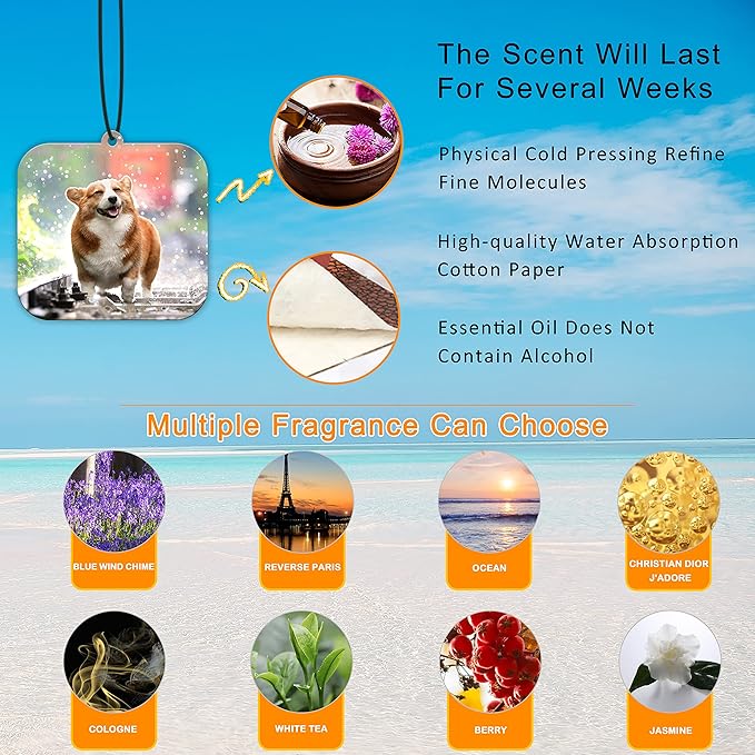 Custom Air Freshener for Car - Double Sided photo Personalized Air Freshener for Car with Multiple Fragrances Decorations for Wardrobe, Bathroom,Hanging Ornaments (Unique Scented Gift) (Square)