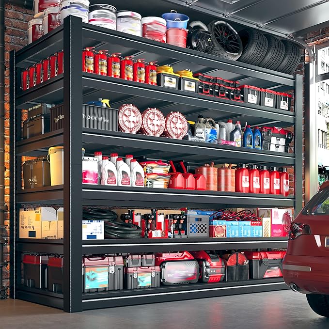 3180LBS Storage Shelves, 55.2" W Garage Shelving Heavy Duty, Adjustable Metal Shelving Unit, Storage Rack for Garage, Basement, Warehouse with Tool-Free Assembly, 55.2" W x 25.7" D x 84" H