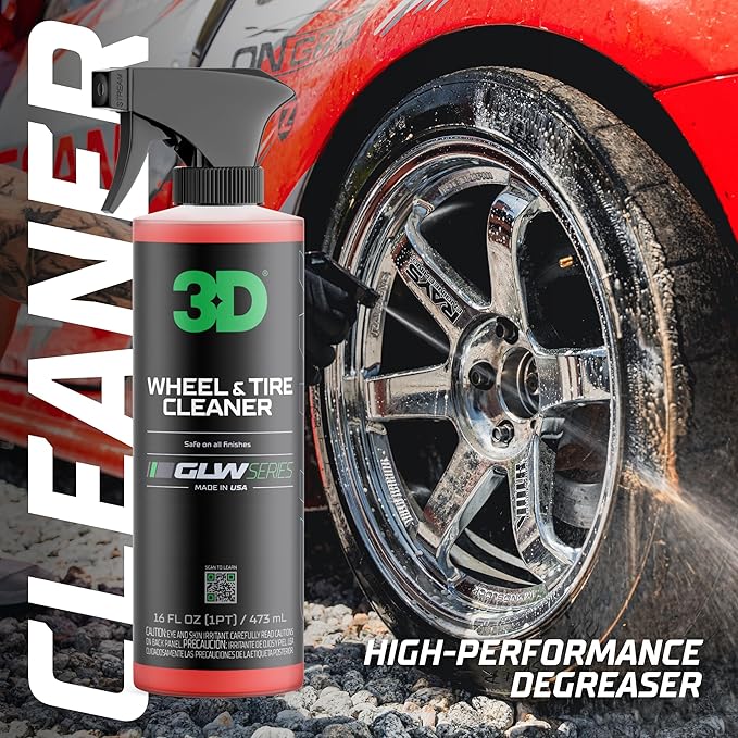 3D GLW Series Wheel & Tire Cleaner – Deep Cleaning All-in-One Formula | Removes Brake Dust, Grime, Tire Browning | Safe on All Wheels | DIY Car Detailing |64 oz