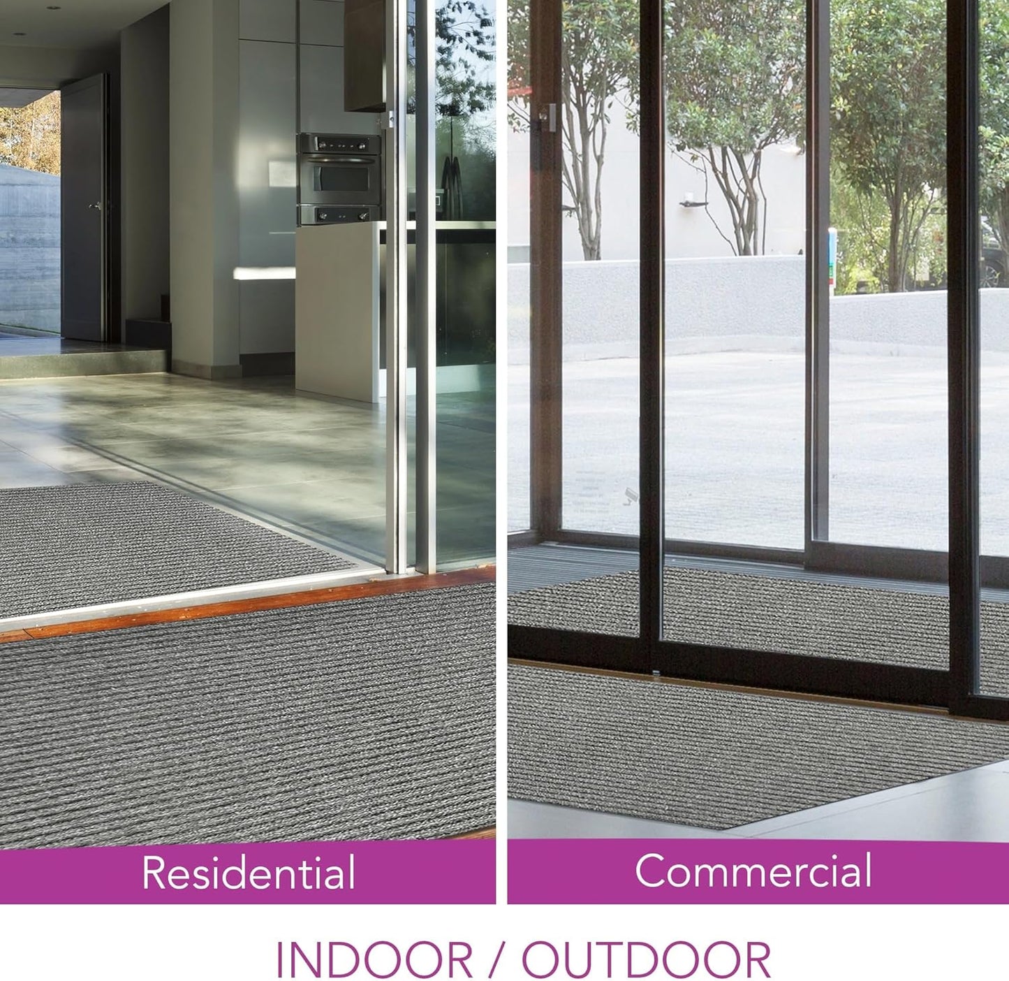 iCustomRug Spartan Weather Warrior Duty Indoor/Outdoor Utility Ribbed in 3ft,4ft,6ft Widths 70 Custom Sizes with Natural Non-Slip Rubber Backing 4'X18' in Grey