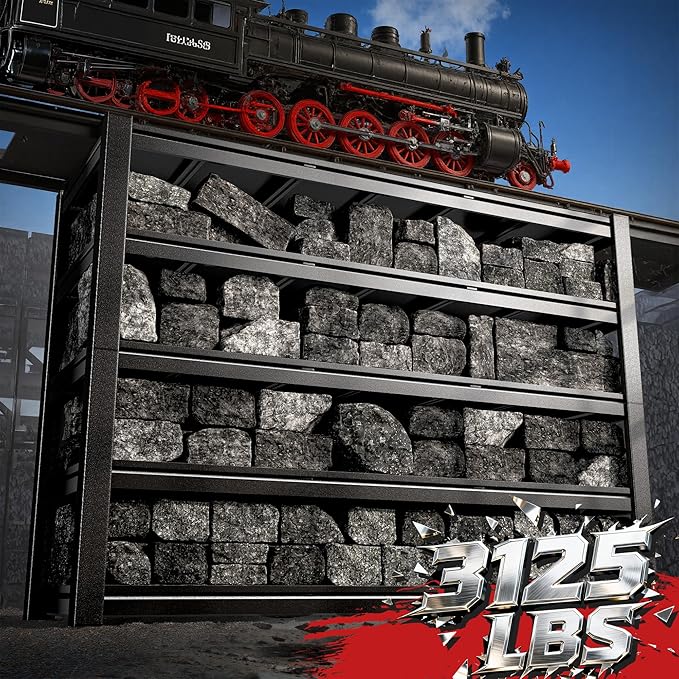 3125LBS Storage Shelves, 60.1"W Garage Shelving Heavy Duty, Adjustable Metal Shelving Unit, Storage Rack for Garage, Basement, Warehouse with Tool-Free Installation, 60.1"W x 24"D x 72.1"H