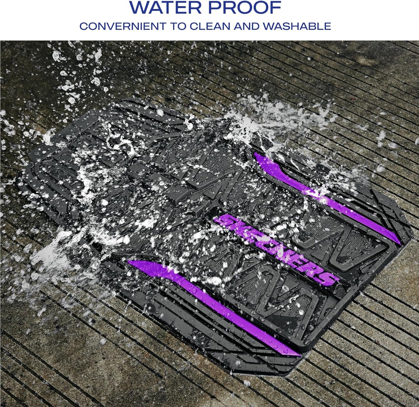 Skechers Car Floor Mats,Heavy Duty Rubber Car Mats Full Set,All Weather Floor Mats,Waterproof TrimTo Fit Universal Floor Liner Car Accessories,Automotive Floor Mats for Cars Trucks SUV,Purple