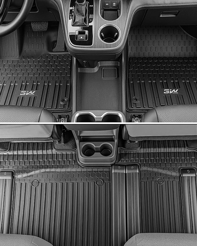 3W Floor Mats for Toyota Sienna 2021-2026 (Only for 7 Seat & Not Fit 25-26 Platinum Edition), TPE All Weather Custom Fit Floor Liner for Sienna XLE/XSE/Limited/Woodland Edition 1st, 2nd and 3rd Row