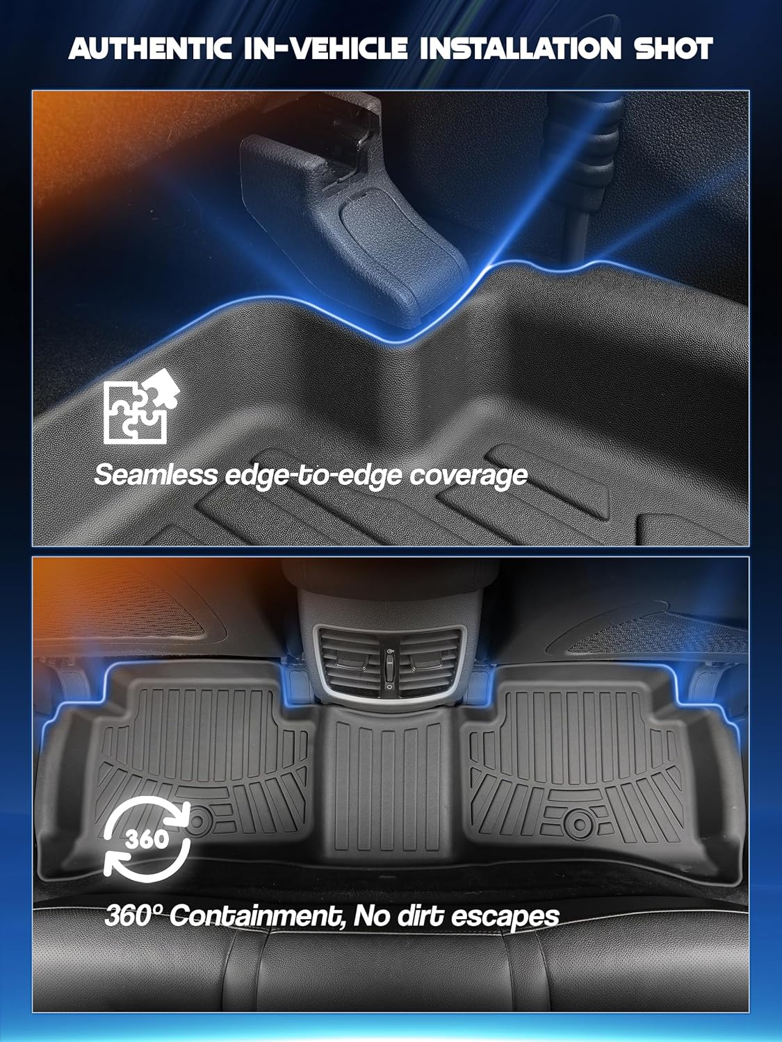 Car Floor Mats for 2016-2021 Hyundai Tucson丨2017-2022 Kia Sportage Accessories,TPE All Weather Protection Floor Mats,Custom Fit 1st&2nd Row Car Floor Liners Set,Heavy Duty Accessories,Black