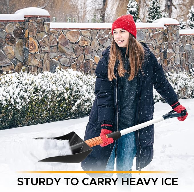 39" 6 in 1 Snow Shovel for Car | 270 Degree Rotating Snow Brush | Ice Scraper for Car Windshield | Scratch Free Extendable Snow Squeegee for SUV, Truck Winter Accessories