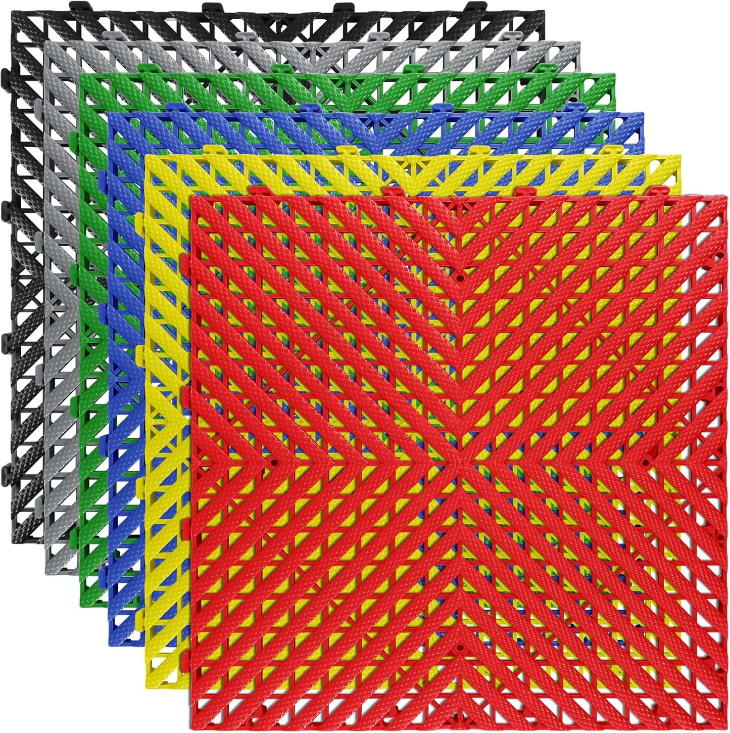 Interlocking Garage Floor Tiles - 0.79in,Vented, Self-Draining, Non-Slip Flooring, Modular, Virgin Polypropylene, Ideal for Garages, Patios, Basements, Decks -51.6 sq ft (RED, 30PCS)