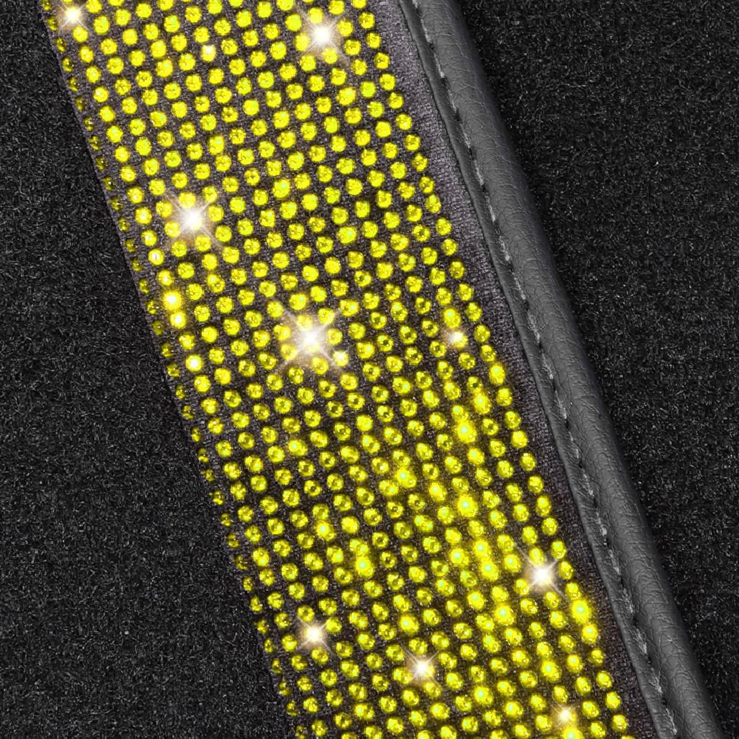 NBTEPEM Bling Car Floor Mats Full Set, Universal Fit Most Cars,SUV, Trucks, 4 pcs Sparkle Glitter Diamond Carpet for Women Girls with Anti-Slip Pad (Yellow Diamond)