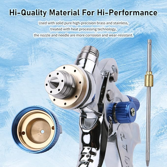 HVLP Spray Gun with 10Pcs 600ML Disposable Paint Cups, Automotive Gravity Feed Spray Gun Kit with 4 Nozzles,1.4/1.7/2.0/2.5mm, Sprayer Gun with Air Compressor Regulator for Auto Paint (Blue)